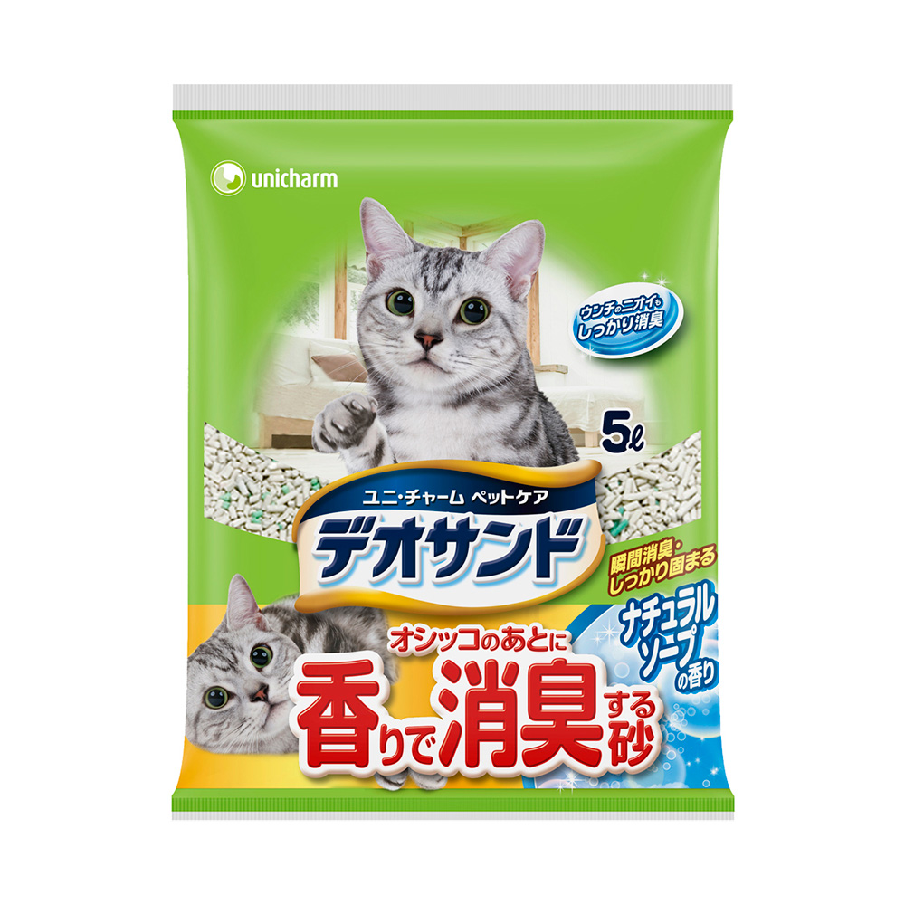 日本Unicharm消臭大師 尿尿後消臭貓砂-肥皂香5L