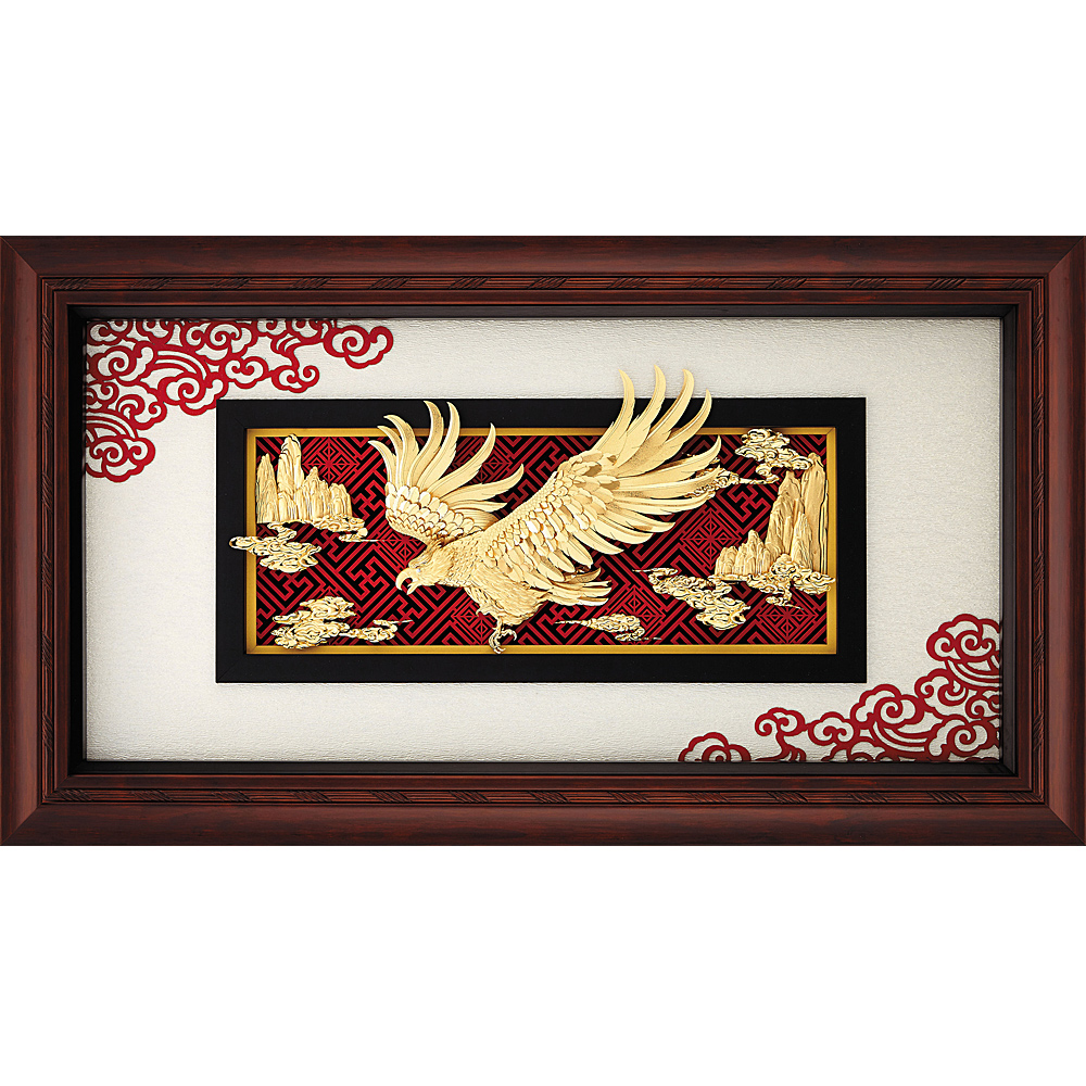 金箔畫新禪風系列【大展鴻圖老鷹】39x69cm | 開運畫作| Yahoo購物中心