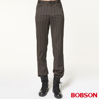 BOBSON 男款伸縮條狀煙管褲