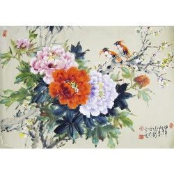 富貴花画 華陽「 」998 花鳥の掛軸