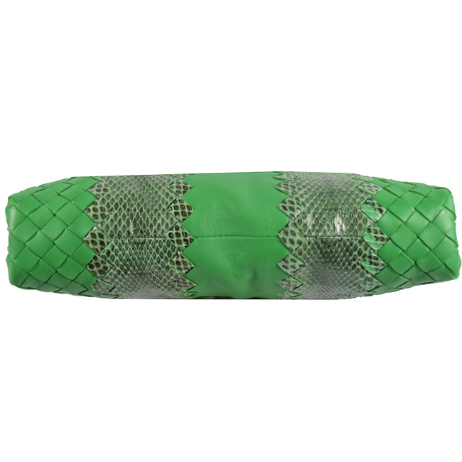 BOTTEGA VENETA 寶緹嘉編織小羊皮拼接蛇皮斜背包(綠) | 歐系精品包