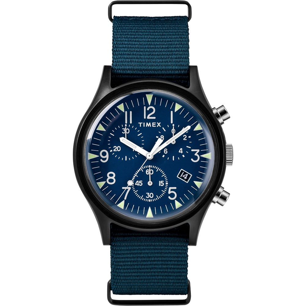 TIMEX 天美時 MK1 潮流軍錶 三眼計時手錶-藍/40mm