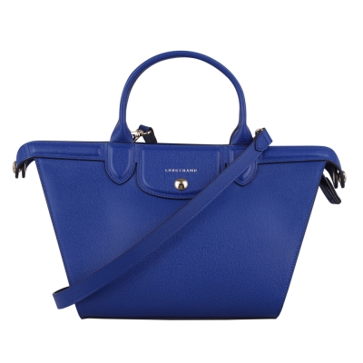 LONGCHAMP 素雅全牛皮手提肩背包(小/藍)