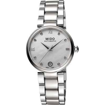 MIDO 美度 官方授權 Baroncelli 優雅羅馬真鑽機械女錶 開學換新季 送禮推薦-33mm M0222071111610