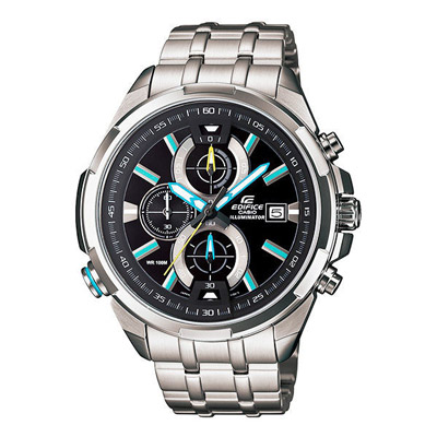 CASIO EDIFICE系列 雙黑光快感賓士賽車運動錶-藍-46mm