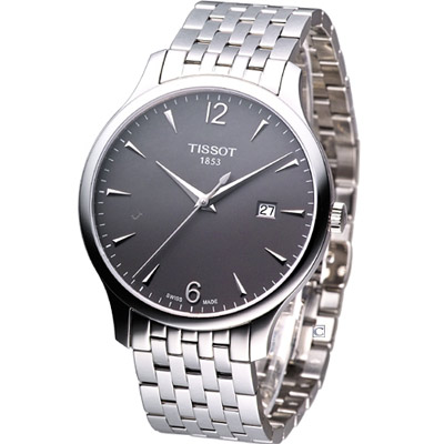 TISSOT T-TRADITION 極簡雅士時尚腕錶-鉛灰/42mm