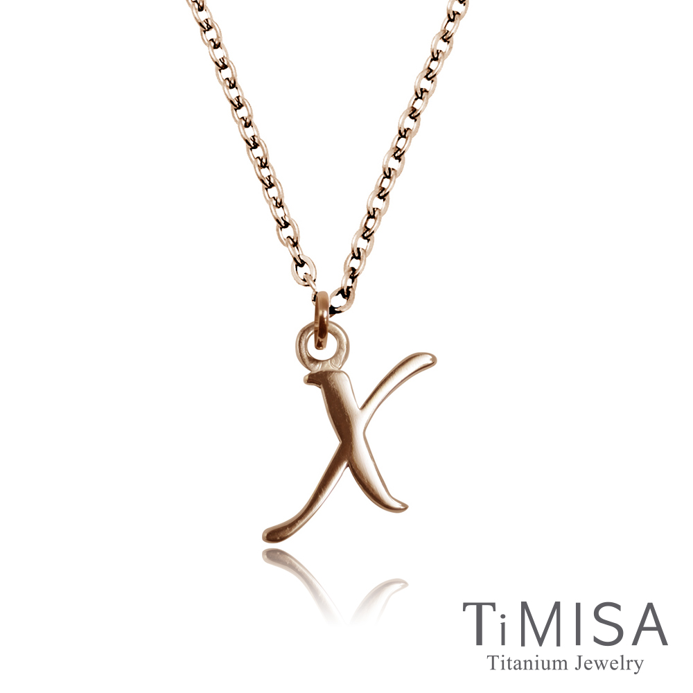 TiMISA 小字母(任選)玫瑰金 純鈦項鍊(E) | 鈦鍺項鍊/墜飾 | Yahoo購物中心