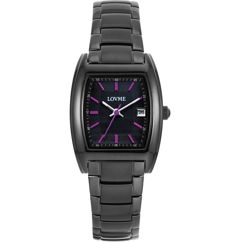 LOVME 忠於自我潮流時尚腕錶-IP黑x神秘紫/26mm | LOVME | Yahoo購物中心
