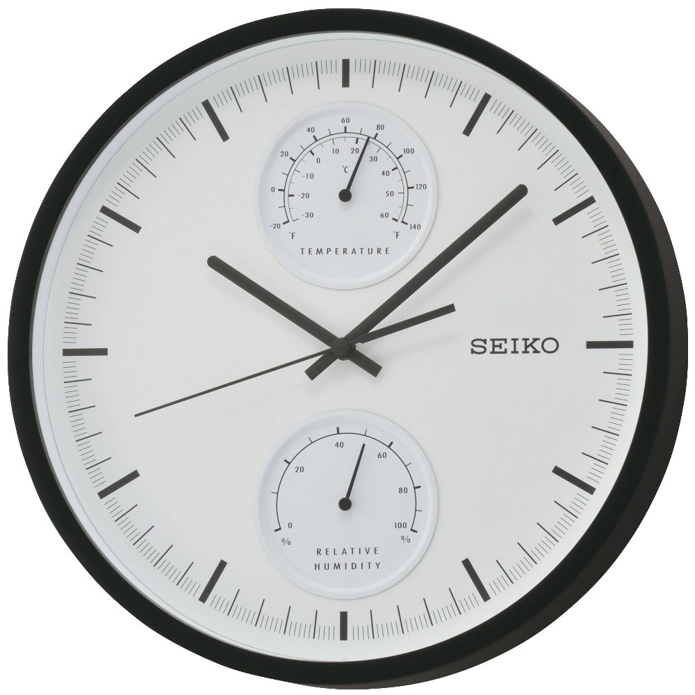SEIKO 精工 溫度/溼度顯示 靜音掛鐘(QXA525K)-白/30.5cm