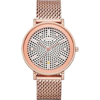 SKAGEN HALD 系列 solar 北歐風米蘭女錶-玫塊金/34mm 開學購物季 送禮首選