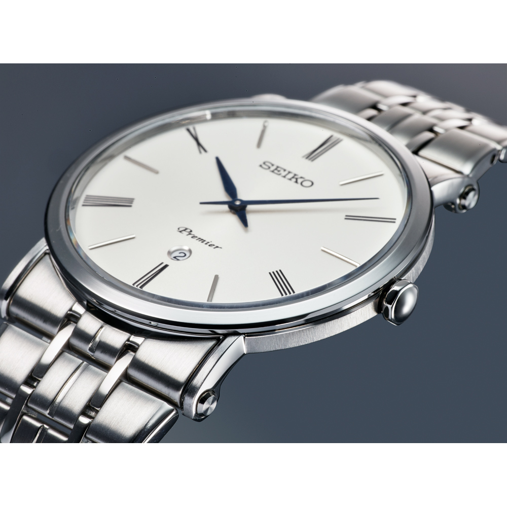 SEIKO 精工Premier 系列超薄石英腕錶(SKP391J1)-銀/40mm | Premier
