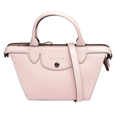 LONGCHAMP Heritage系列牛皮手提斜背微笑包(小-淡粉紅)