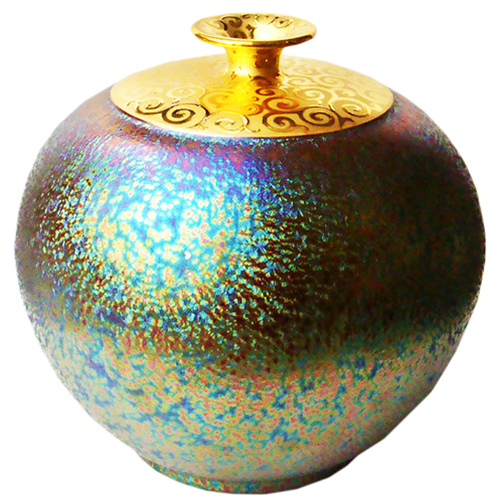 台湾 陶芸 台灣 陶藝 名工 郭明本 七彩 結晶釉 球瓶 花瓶 台湾 陶芸 台灣 陶藝 名工 郭明本 七彩 結晶釉 球瓶 花瓶